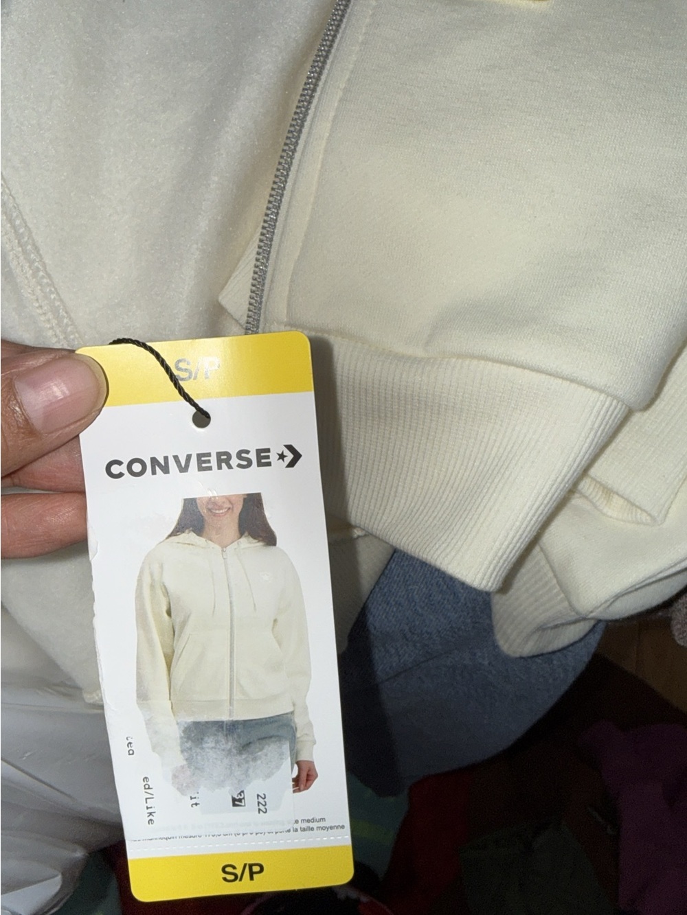 Converse Women's Cream Zip-Up Bomber Hoodie